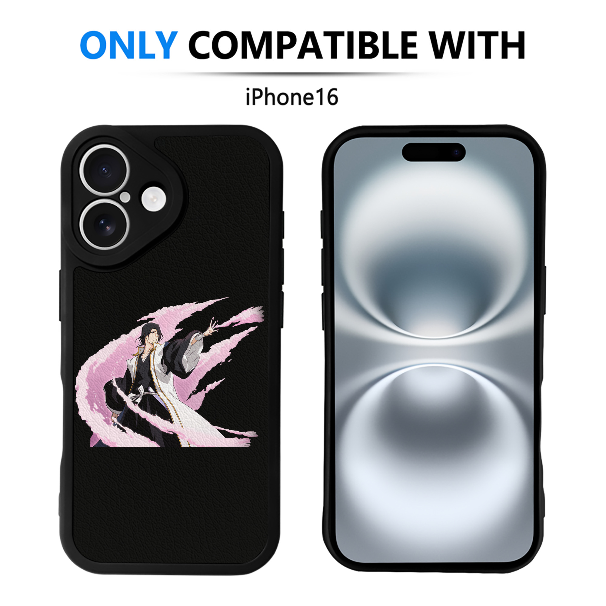 （画像用） ブリーチ くちき びゃくや BLEACH Kuchiki Byakuya 【iPhone 16シリーズ対応】シリコンスマホケース（レザー調） 材質：シリコン